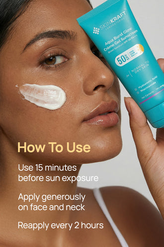 Aqua Burst Glow Crème Gel Sunscreen SPF 50 PA+++ With 0.1% Hyaluronic Acid & 0.5% Niacinamide