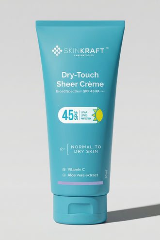 Dry-Touch Sheer Crème SPF 45 PA+++ Sunscreen With 0.2% Vitamin C & 0.1% Aloe Vera Extract